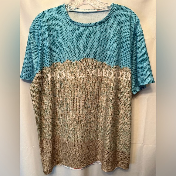 Sam Barsky Tik Tok Guy Faux Knit Hollywood Sign T-Shirt Size Large Made In USA - Picture 1 of 12